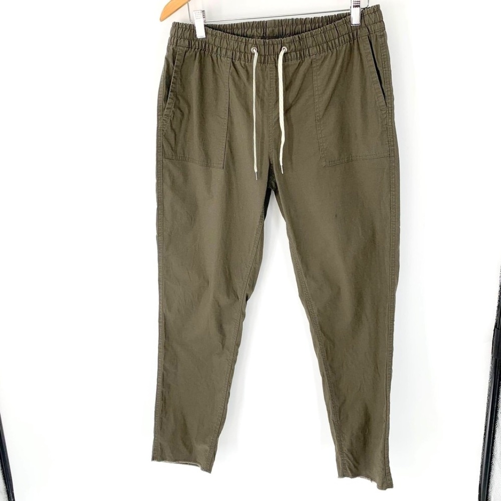Vuori Women Pants Drawstring Army Green Raw Hem Sz M